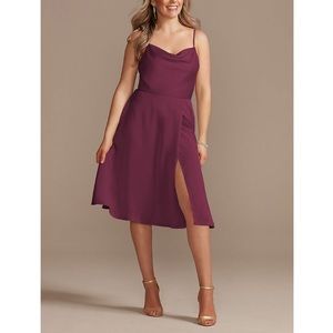 Size 16 midi cowl neck satin David’s Bridal dress